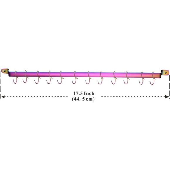 Kitchen Rack With Rainbow Titanium Plating, Rail Rack Organizer with 14 Hooks - Picture 2 of 4